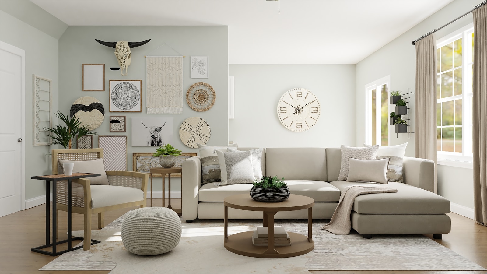 Lounge mit weichen Textilien und Abendstimmung